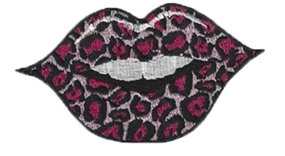 NEW LETHAL THREAT PINK LEOPARD LIP TATTOO EMBROIDERED PATCH 4"x2.25" FS12000 - Imagem 1 de 2