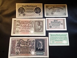 12) BELLE CONDIZIONI SET COMPLETO SECONDA GUERRA MONDIALE BANCONOTE GERMANIA NAZISTA TEDESCO Reichsmark - Foto 1 di 2