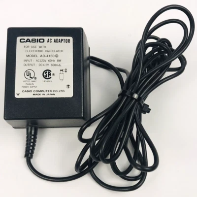 CASIO Calculator AC/DC Adapter AD-4150 4.5V DC 600mA - Japan - Tested 03/30/25 - Image 1 of 4