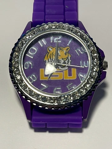 LSU Tigers NCAA Ladies Watch Rubber Band w/ Rhinestones NEW Cover