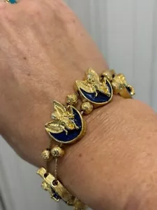 ANGEL SITTING ON THE BLUE MOON Bracelet Charm Slide - Picture 1 of 11
