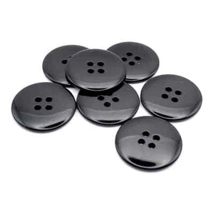 BLACK SLIM 4 HOLE COAT BUTTONS 30mm - Picture 1 of 2