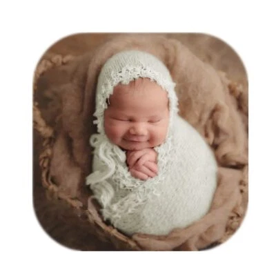 Newborn Infant Baby Boys Girls Photography Props Mohair Lace Hat and Wrap Bla... - Image 1 of 4