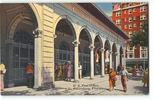 Oficina de Correos de Estados Unidos, San Petersburgo, Florida - Postal de lino de los años 40 - Imagen 1 de 2