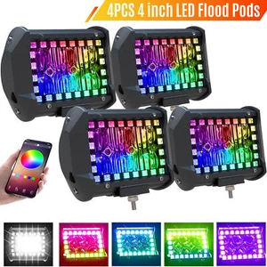 4 inch LED Pods Work Light BAR Multi-Color Chasing RGB Halo Strobe FIT For SUV v - Picture 1 of 8