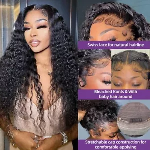 Water Wave Lace Front Wig Human Hair 13x4 HD Transparent Lace Frontal Human Hair - Picture 1 of 5