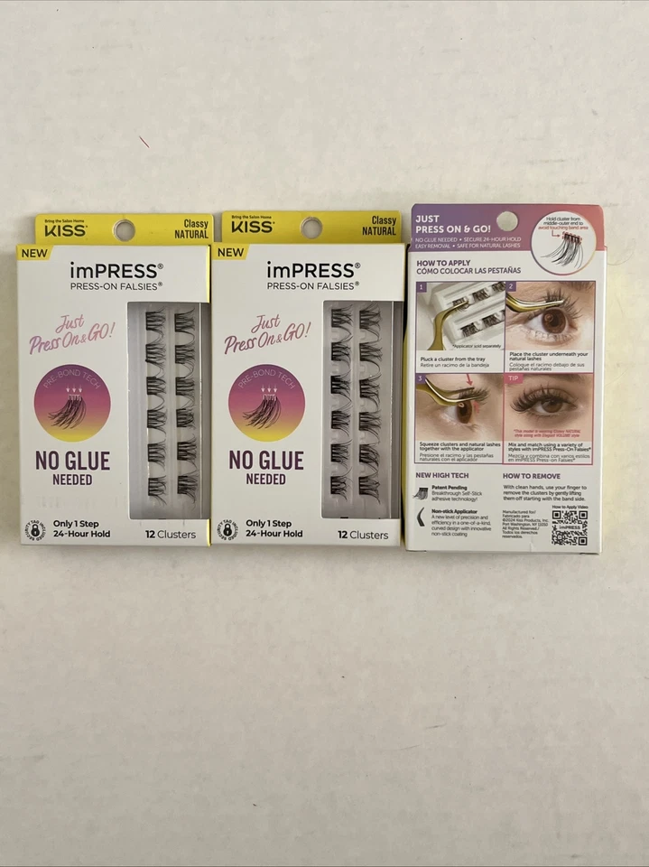 Lote de 3 Falsias Presionadas Kiss Impress - Elegante Natural 12 Racimos 91038 ILS01 Foto 1 de 1