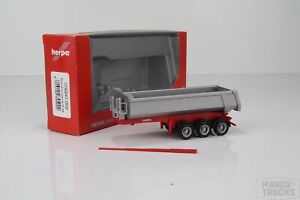 Herpa Round dump semi-trailer Carnehl 3-achs silver/red No. 076241-002 /HN192