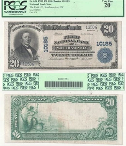 1902 $20 New York, Southampton  Charter 10185 PCGS VF-20 - Picture 1 of 1