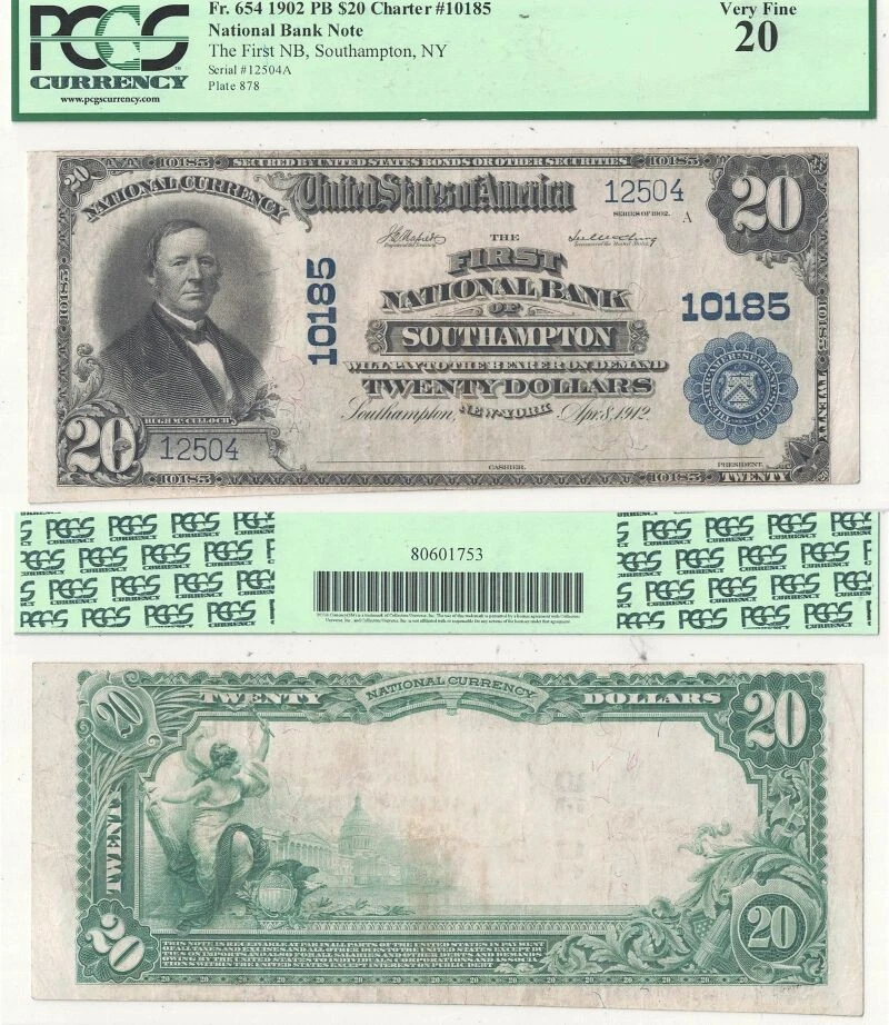 1902 $20 New York, Southampton  Charter 10185 PCGS VF-20 - Image 1 of 1