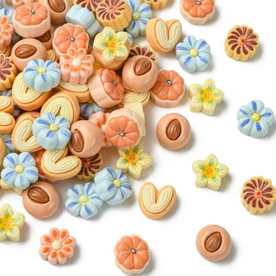 100pcs Flower Bread Resin Ornament Cabochons Imitation Food Baking No Hole Beads Foto 1 de 4