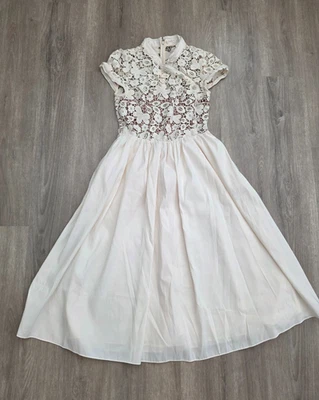 Vestido largo autorretrato para mujer talla 6 marfil guipur encaje tafetán Foto 1 de 4