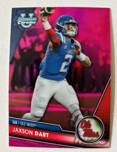 2023 Bowman University Chrome Jaxson Dart Pink Refractor #191 Ole Miss NY Giants - Picture 1 of 2