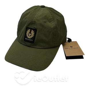 NUOVO Cappello Berretto a Palla Belstaff Phoenix Patch Logo Nylon Regolabile - Vero Verde Oliva - Foto 1 di 7