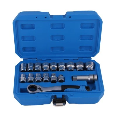 Go Through Socket Set 10-24mm Pass Thru Ratchet Kit Chrome Vanadium W/ Adapters - Image 1 of 4