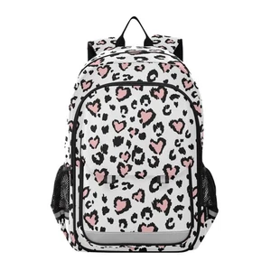 Leopard Print Cheetah Jaguar Pink Heart Laptop Backpack Purse for Women Men T... - Bild 1 von 5