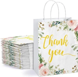 50 Pcs Thank You Gift Bags with Handle for Wedding Birthday Business Shopping - Picture 1 of 7