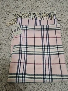 Vintage New With Tags Womens Covington Fraasberry Pink Plaid Wrap Shawl Sears  - Picture 1 of 5