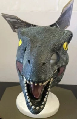 Jurassic World Velociraptor "Azul" Máscara de Vinilo Película Unisex Máscara Infantil Nuevas Etiquetas Foto 1 de 3