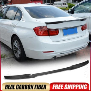 Real Carbon Fiber Rear Trunk Spoiler Wing For BMW F30 320i 325 328i F80 M3 12-17 - Picture 1 of 14