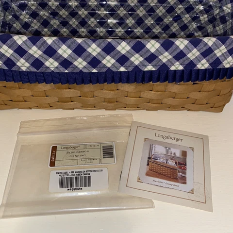 Longaberger Blue Ribbon Canning Jar Basket Combo Liner Protector Product Card Cover