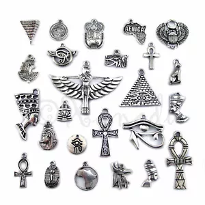 Egyptian Charms Set 25PCs Silver Egypt Pendants Mix CM05202023 - 25 or 100PCs - Picture 1 of 11