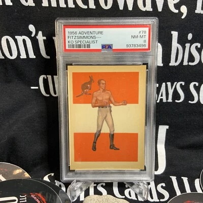 1956 Gum Inc Adventure Bob Fitzsimmons Fitzsimmons KO Specialist #78 PSA 8 - Image 1 of 2