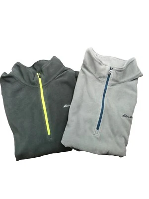 2 Eddie Bauer Herren XL Fleece 1/4 Zip Pullover Sweatshirts grau - Bild 1 von 4