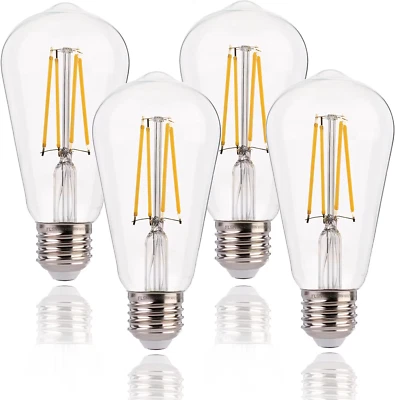 FLSNT LED Edison Bulb ST64 Dimmable 7W 806Lm 2700K Warm White 4 Pack - Image 1 of 4