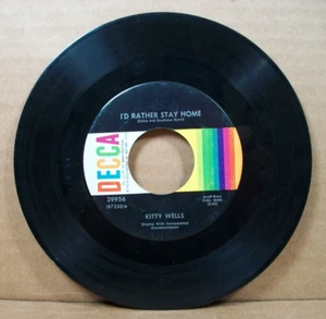 Kitty Wells - I'd Rather Stay Home/Searching (45 RPM, Decca) - Picture 1 of 5