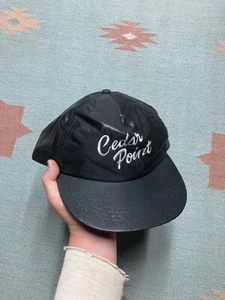 Vintage SnapBack hat cap cedar point black nylon shiny lightweight adjustable - Picture 1 of 6