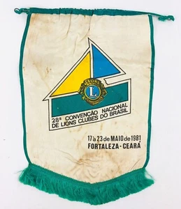 Vintage 1981 Lions Intl Club Banner Flag Fortaleza Brazil Vintage Ceara *Pb - Picture 1 of 5