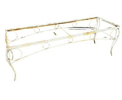 Vintage Wrought Iron White Outdoor Coffee Table - Image 1 of 4