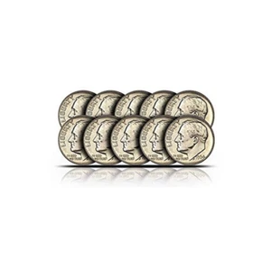1946-1964 Dieci Monete Roosevelt $1 Valore Facciale 90% Argento Media Circolata - Foto 1 di 12