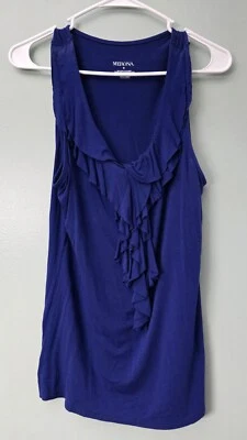Merona Sleeveless Blouse Top Ruffle Royal Blue Scoop Neck Women’s Size Medium - Image 1 of 4