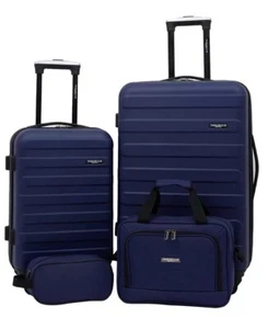 Travelers Club Navy ABS Austin 4 Piece Hardside Luggage Set T1052 - Picture 1 of 7