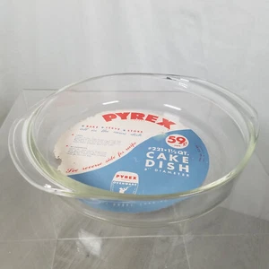 Vintage Pyrex No221 8 1/4 Zoll Backen Runde Kuchen Glasform Original Etikett 1939 - Bild 1 von 6