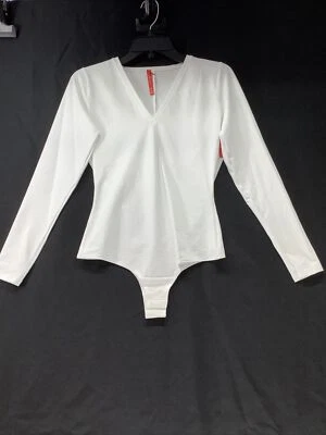 Spanx Women’s Long Sleeve Bodysuit V Neck White Size Medium - Image 1 of 4