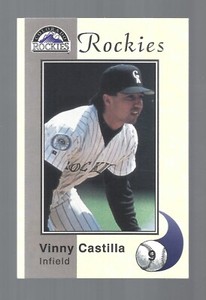 1994 Colorado Rockies Police VG Vinny Castilla Kansas City Life Insurance Card