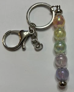HAND MADE BEAD KEY CHAIN Shimmery Opalescent Pastels - Picture 1 of 2