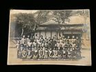 #9397 Japanese Vintage Photo 1940s / people boys girls school uniform trees