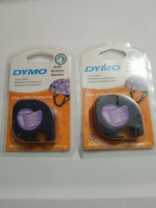 2xDymo Clear LetraTag Labels Refill 1/2" x 13' / 12mm x 4m NEW Sealed Authentic - Picture 1 of 5
