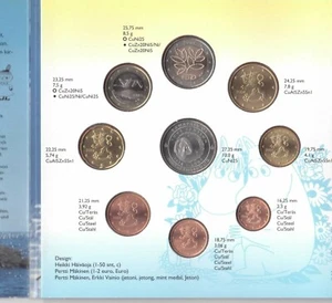 FINLAND 8 DIF UNC COINS MINT SET 0.01 - 2 EURO 2004 YEAR + MEDAL 2 EURO KM#114 - Picture 1 of 4