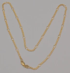 Gelbgold Diamantschliff Panzer Kubanische 14kt Gold Halskette Gebraucht 16 Zoll C6 - Bild 1 von 5