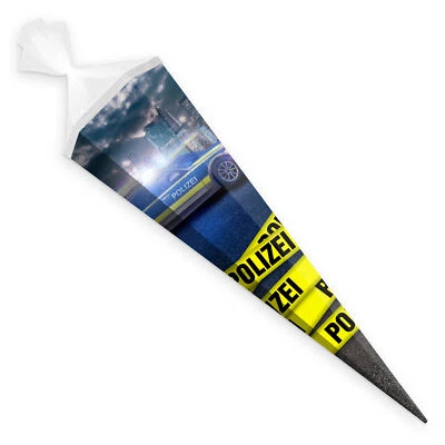 itenga Schultüte Polizei 85cm 6eckig Zuckertüte Polizeiauto für Jungen u Mädchen