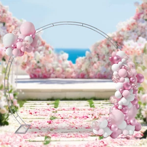 9.5Ft Double Round Wedding Arch Frame Flower Balloon Backdrop Stand Party Decor - Picture 1 of 15