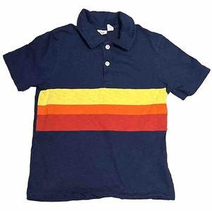 GAP Kids Boys 100% Cotton Polo Shirt Navy With Stripes Size Small - Picture 1 of 3