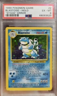 Vintage 1999 Pokemon (( ERROR )) (( BLASTOISE )) Holo Base Set 2/102  - PSA 6 - Image 1 of 2