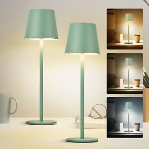 2-Pack Cordless Table Lamp，IP54 Waterproof Rechargeable Battery Desk Lamp，3 C...