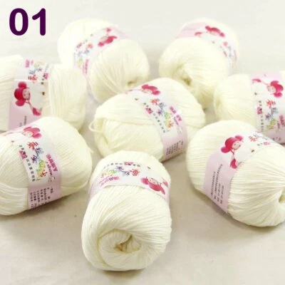 Sale 8 Skeinsx50gr DK Baby Cashmere Silk Wool Children Hand Knit Crochet Yarn 01 - Image 1 of 4
